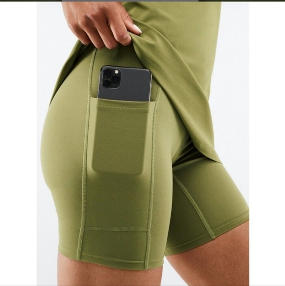 Fabletics Laura Active Dress Small Olive Bodysuit Gym Pickleball Casual NEW READ - Picture 4 of 6